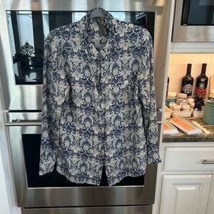 Aratta X Anthropologie Navy and Cream Blouse, L, GUC